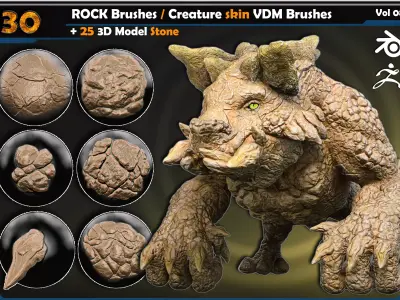 ROCK Brushe-Creature skin VDM Brushes  Vol 08 3D model