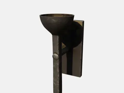 Medieval Torch Low-poly 3D model 18