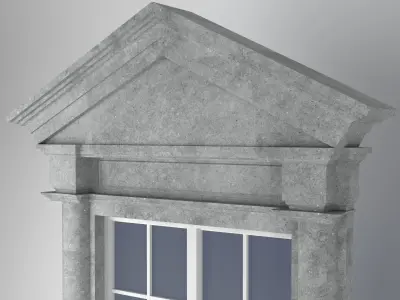 classical style window and balcony Low-poly 3D model