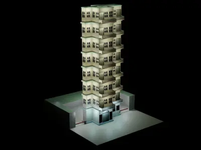 Hotel Lt8 lowpoly Low-poly 3D model