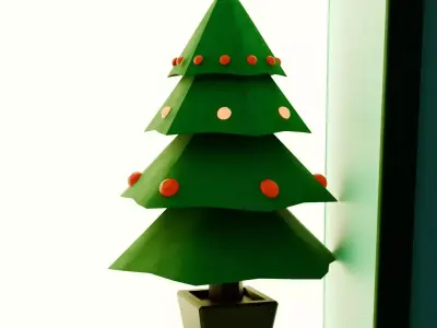 Low Poly Christmas Theme Asset Pack  Trees House Star  Glass Pot Low-poly 3D model
