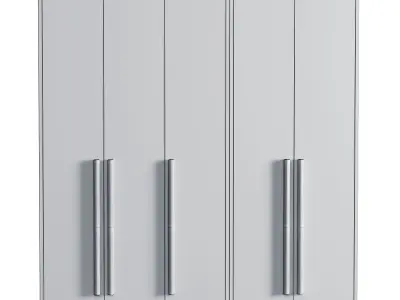 Melamine wardrobe with three doors and two drawers 3D model