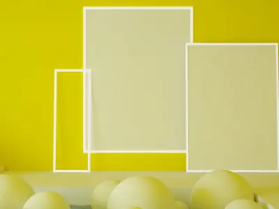 Yellow abstract minimalistic pool sceene 3D model