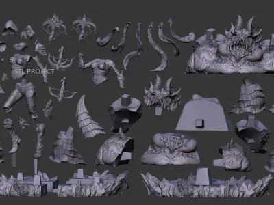 Hunter action figure of woman holding bow and arrow 3D print model