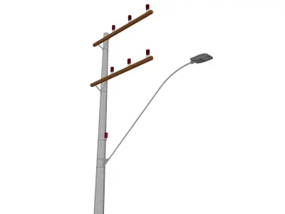Concrete Lamp Post - Light Pole - Light Post - Street Light 32 3D model