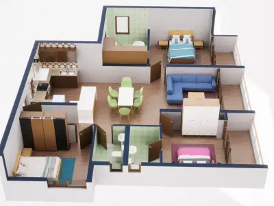 3D Floor Plan Model 54 3D model