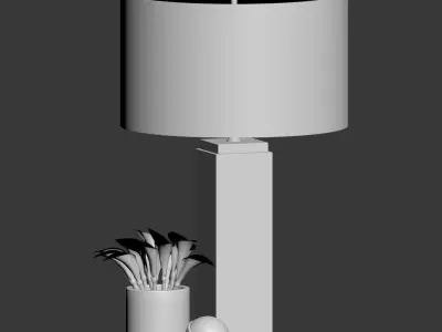 Square Column Marble Table lamp  3D model