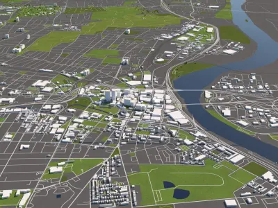 Hartford Connecticut USA 50x50km 3D City Map 3D model