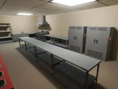 School Dining Room Low-poly 3D model