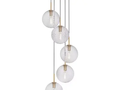 FINNAR five light chandelier with clear glass globes 3D model