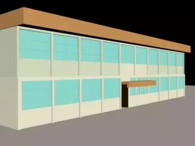 edificio building with windows Low-poly 3D model