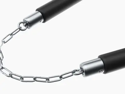 Nunchaku with chain light plastic 3D model