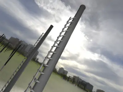 Concrete Pole with Ladder - Object 050 Low-poly 3D model