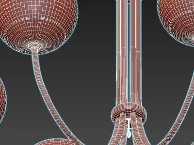 OXFORD six light chandelier in brass with glass balls 3D model