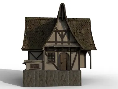 Medieval Witch House Low-poly 3D model