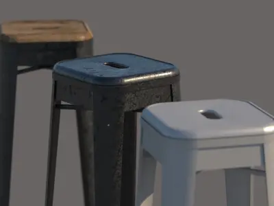 Industrial Stools Low-poly 3D model