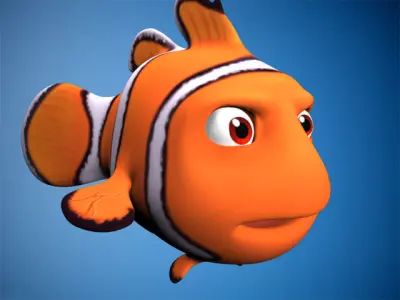 Rigged cartoon fish Low-poly 3D model