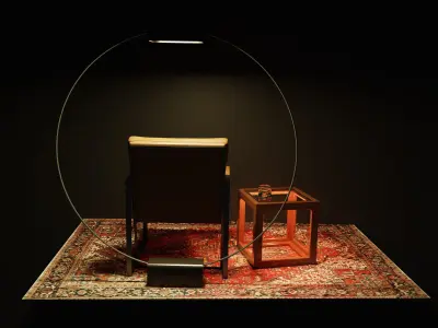 CubeChair chair with lamp and rug 3D model