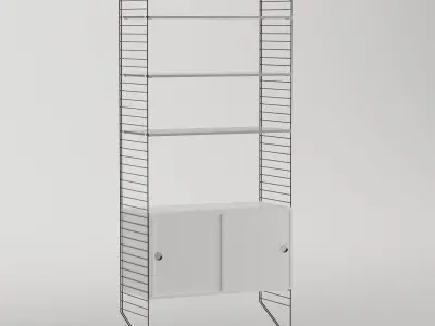 String shelving system with 2 sliding cabinet doors 3D model