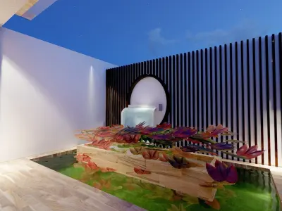 Restaurent Indoor and outdoor with an office 3D model