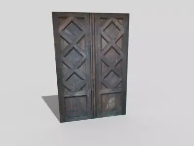 low poly door wooden Low-poly 3D model