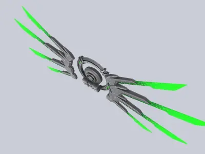 Sci fi wings Low-poly 3D model