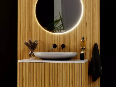 Washbasin Panel Low poly 3D Model Low-poly 3D model