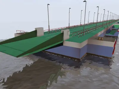 Floating bridge canal 3d model Low-poly 3D model