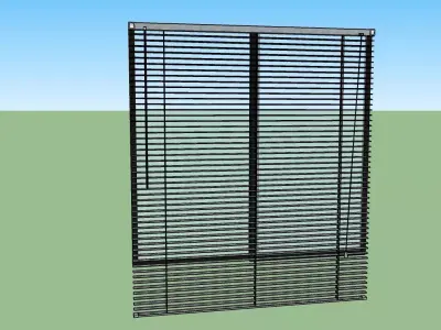 SLIDEING WINDOW WITH CURTAIN Low-poly 3D model