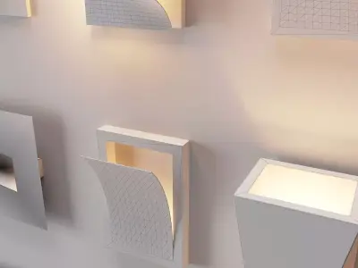 Minimalist Origami Geometric Wall Light Set 3D model