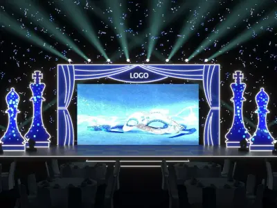 Chess Theme Event Stage 3D model