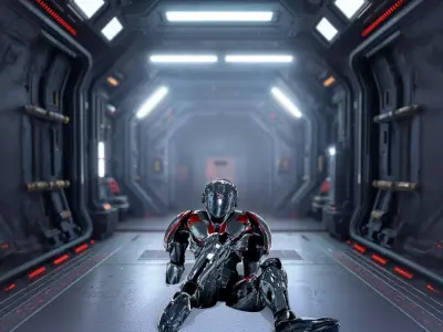 Futuristic Combat Robot model pack Low-poly 3D model