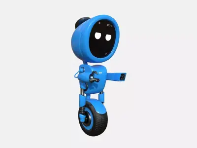 Wheel Robot H09 Blue - SciFi Character Design Low-poly 3D model