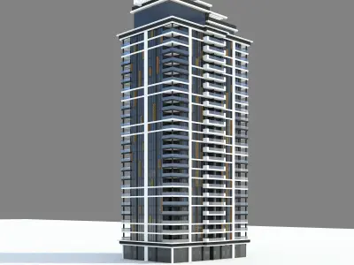 Skyscraper 3D Model high rise apartment building 3D model