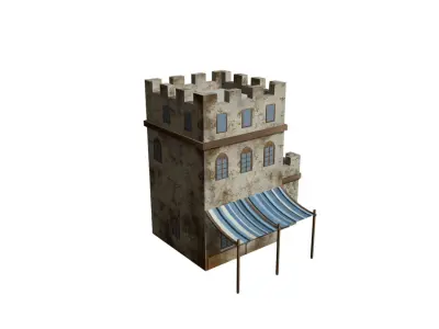Middle Eastern Style Building - PBR Game Ready Low-poly 3D model get