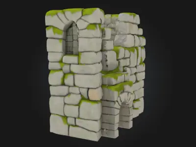 Modular Ancient Stone Ruin Blocks Stylized Game Asset Low-poly 3D model