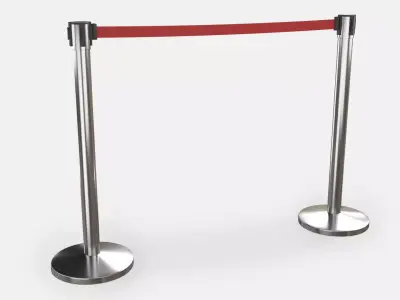 Stanchion with Red Retractable Belt 3D model