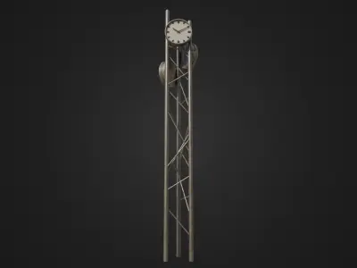 Modern outdoor pole clock Low-poly 3D model