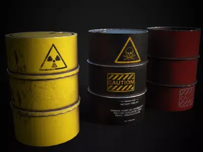 Low Poly Oil Barrel Pack AAA PBR Game Ready Unity  Unreal Low-poly 3D model