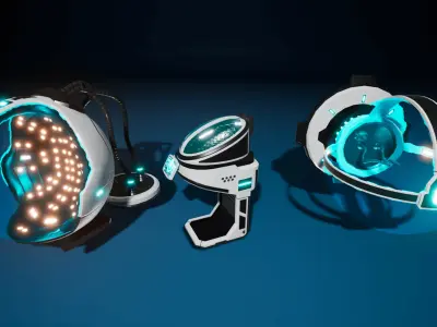 SciFi Lab cryo capsules and chambers Low-poly 3D model