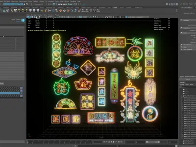 Hong Kong Neon Sign V06 Bundle 3D model