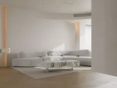Modern minimalist living room scene 3D model