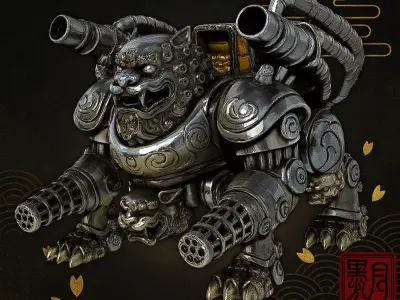 Komainu Mech Guardian Beast Robot Highpoly Game Sculpt 3D print model