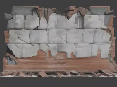 Urban Destroyed Wall 3D Model Low-poly 3D model buy