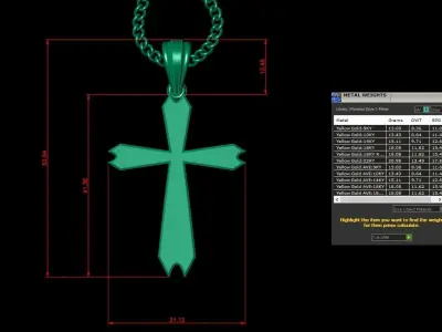 Light Gold 18K Cross Pendant 1CP068 3D print model