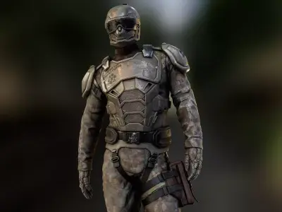 Forest Corps Trooper Rigged and Animated Low-poly 3D model