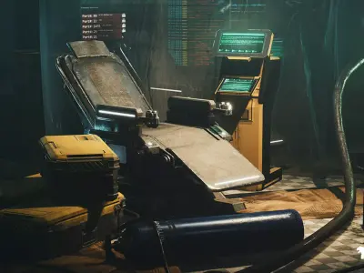 CyberPunk Laboratory Research Center Interior Kitbash Low-poly 3D model