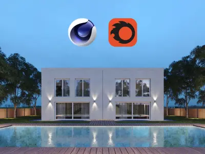 Villa house - NIGHT  Low-poly 3D model