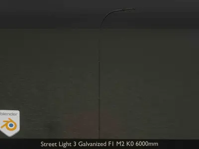  Street Light 3 Galvanized F1 M2 K0 6000mm Low-poly 3D model