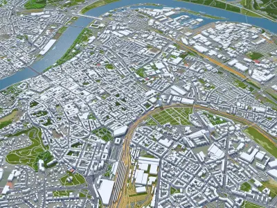 Linz City Austria Low-poly 3D model